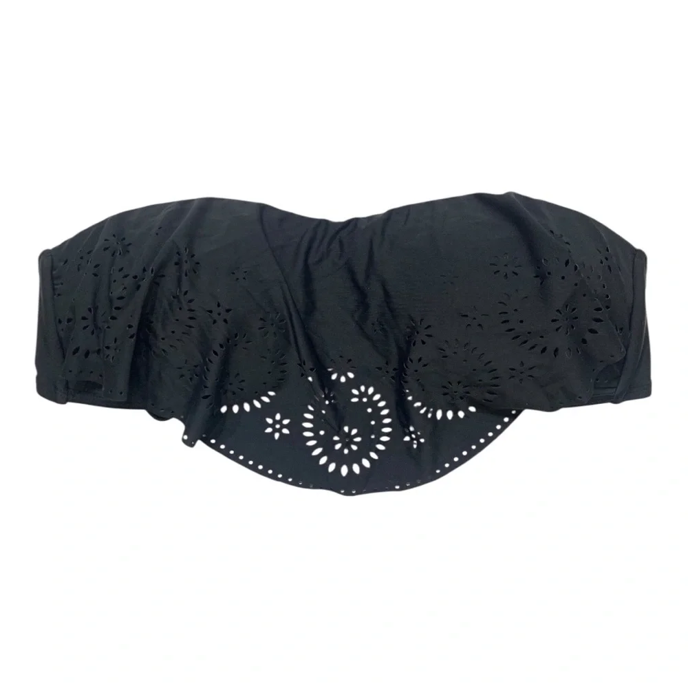 Xhilaration Black Ruffle Bandeau Bikini Top - Picture 10 of 16